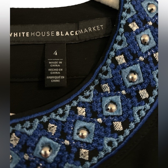 White House Black Market Beaded Detailed Neck Sheer Overlay Halter Dress Size 4 - Picture 6 of 9